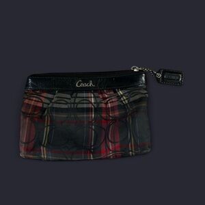 Coach Black and Red Plaid Pouch